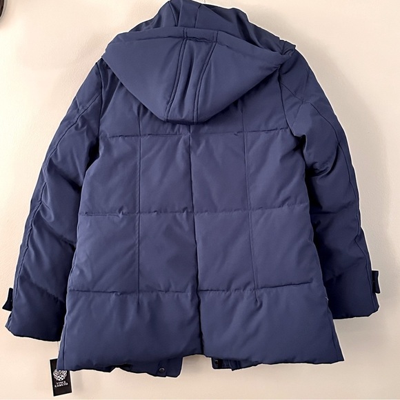 Vince Camuto Quilted Blue Puffer Winter Jacket Large Zip Pockets Detachable Hood - Picture 2 of 13